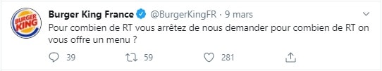 Exemple de Tweet de Burger King