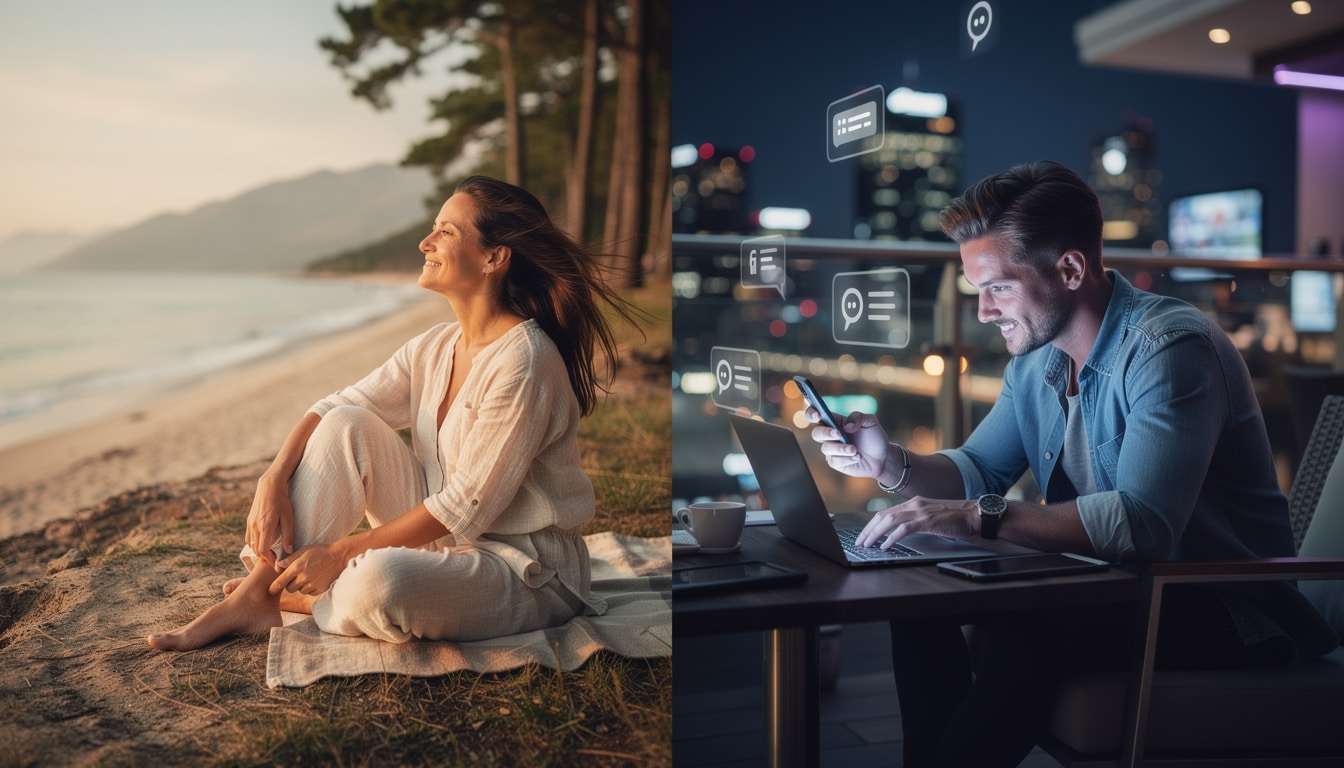 découvrez si vous êtes plutôt adepte de la détox digitale pour des vacances ressourçantes ou roi de l'hyperconnexion, et apprenez à trouver l'équilibre parfait pour des séjours 2.0 réussis.